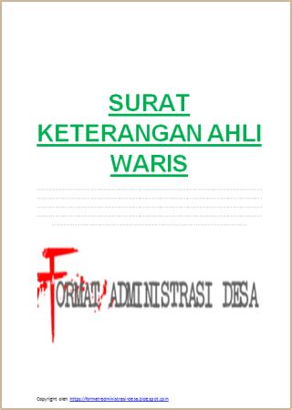 Surat kuasa ahli waris dibuat untuk memberi wewenang pada penerima kuasa untuk melakukan proses jual beli. Contoh Surat Keterangan Ahli Waris 2021 (Desa/Kelurahan ...