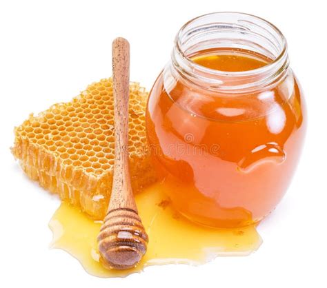 Glas Voll Frischer Honig Und Bienenwaben Stockfoto Bild Von Qualität Schöpflöffel 66285098