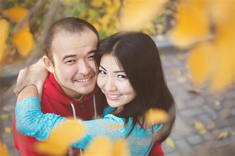 Happy Asian Couple In Love Autumn Stock Photo Download Image Now
