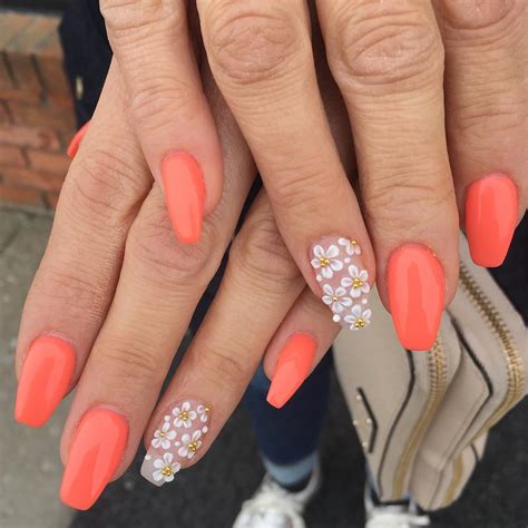 Pics of coffin nail designs. 39 Summer Floral Coffin Nails Art Design