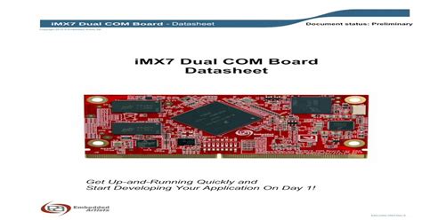 Imx7 Dual Com Board Datasheet Embedded Artists · Imx7 Dual Com Board