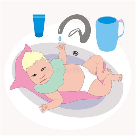 Newborn Bathe Stock Illustration Illustration Of Bath