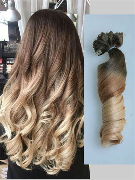Made from 100% remy human hair with a thin, silicone weft designed for ultimate comfort. Brown Blonde Ombre Balayage Indian Remy Clip in Hair ...