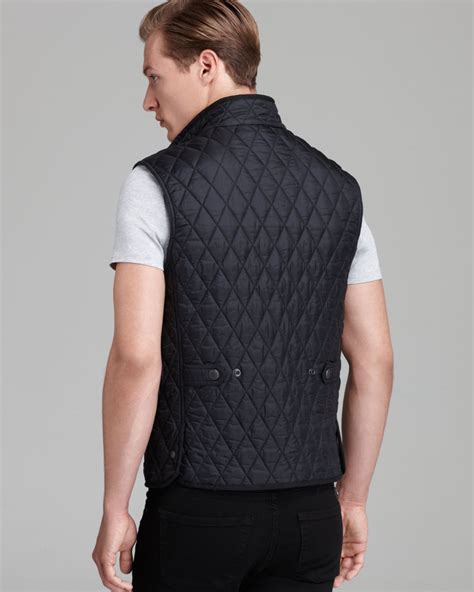 Lyst Burberry Haymarket Diamond Quilted Vest In Black For Men