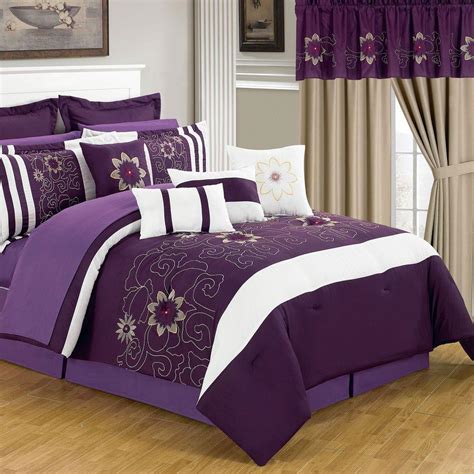 Lavish Home Amanda Purple 24 Piece Queen Comforter Set 66 00014 24pc Q