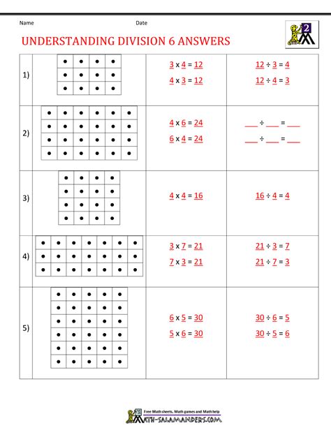 Division Using Arrays Worksheets