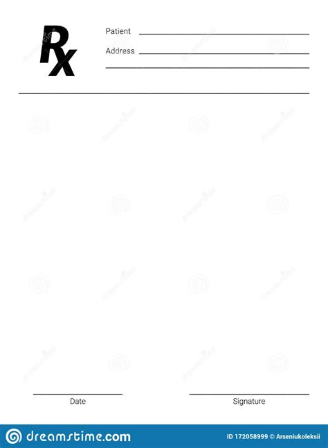 Blank Rx Prescription Form Stock Vector Illustration Of For Blank