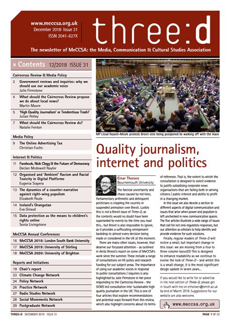 Three-D: MeCCSA's newsletter - MeCCSA
