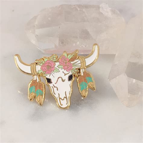 Longhorn Enamel Pin Southwestern Flair Lapel Pin Floral Etsy