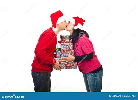 Christmas Couple Kissing Stock Photo Image Of Caucasian 16936638