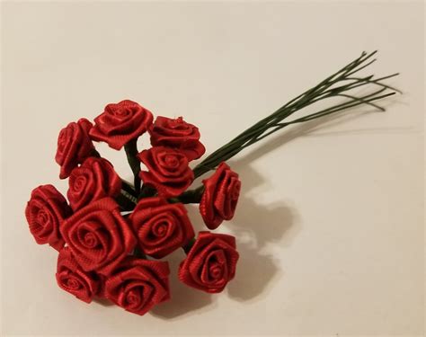 144 Pcs 12mm 12 12 Inch Satin Ribbon Roses On Wire Etsy