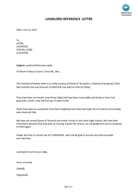 Every successful landlord knows the best way to protect your rental business is to screen tenants, which includes reaching out to prior landlords. Tenant Reference Letter From Landlord • Invitation ...