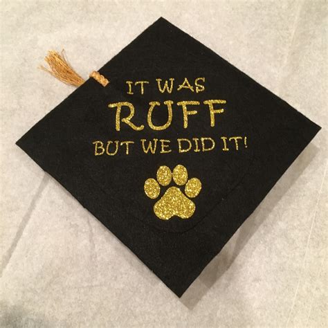 Dog Graduation Hat Cap It Was Ruff With Paw Print Etsy