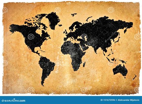 Grunge World Map Stock Photo Image Of Creative Continent 151672596