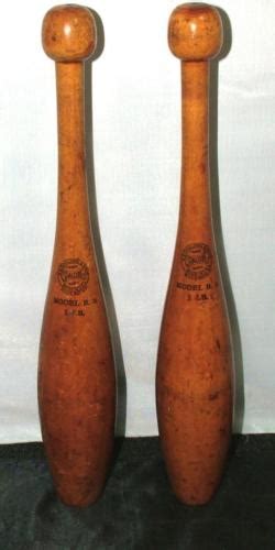 set antique spalding wood juggling pins indian clubs circus excercise 1 2lb pair antique