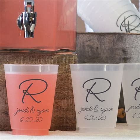 16 Ounce Reusable Frosted Plastic Wedding Favor Cups Personalized With