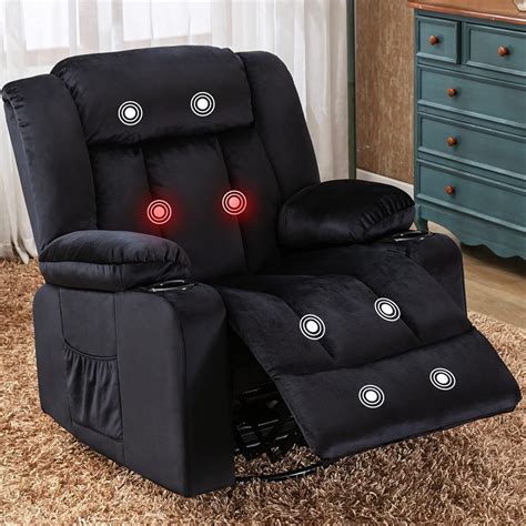 Comhoma Massage Recliner Chair Heated Rocker 360° Swiveling Sofa Black