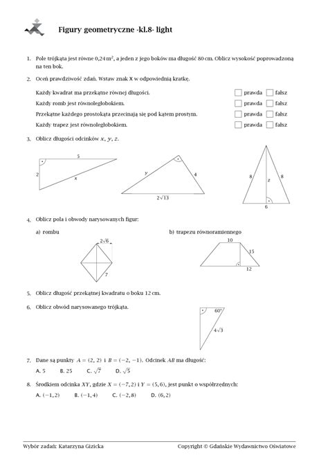 Figury Geometryczne Na Płaszczyźnie Klasa 8 - Figury geometryczne na płaszczyźnie light - Pobierz pdf z Docer.pl