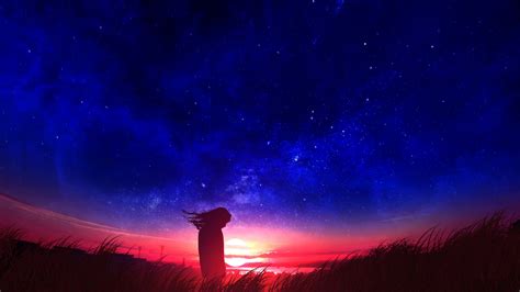 Anime Sunset Night Sky Scenery 4k 93 Wallpaper Pc Desktop