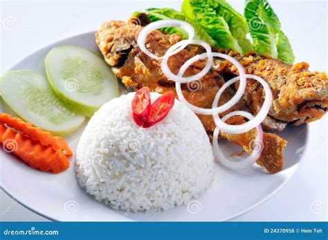 Fried Fish With Rice Stock Photo Image Of Edible Crispy 24370958