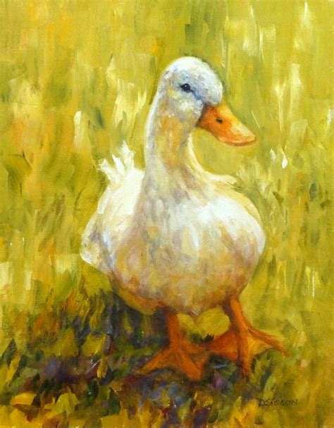 Daily Painting Projects Sunny Side Duck Oil Painting Farm Animal Art