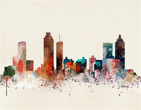 Atlanta Georgia Skyline Painting By Bri Buckley Fine Art America