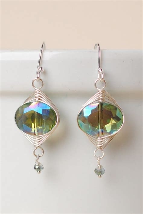 Herringbone Apple Green Oblong Earrings Jewelry Diamond Fashion