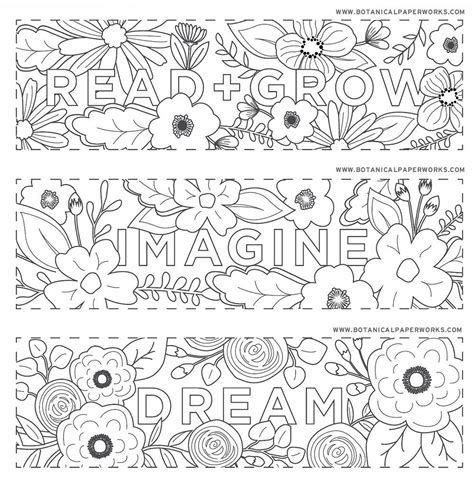 Set Of 4 Coloring Bookmarks With Quotes Bookmark Templates With Free