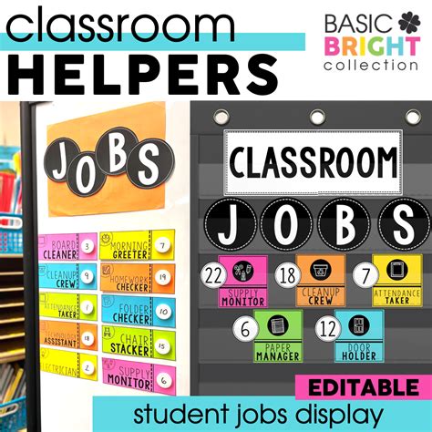 Editable Classroom Jobs Class Jobs Chart Classroom Helpers Basic Or Bright Collection