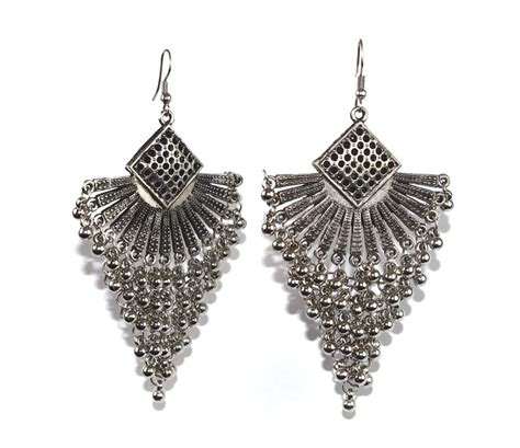 Black Oxidized Earrings 104x60mm Traditional Jewelry Attractive