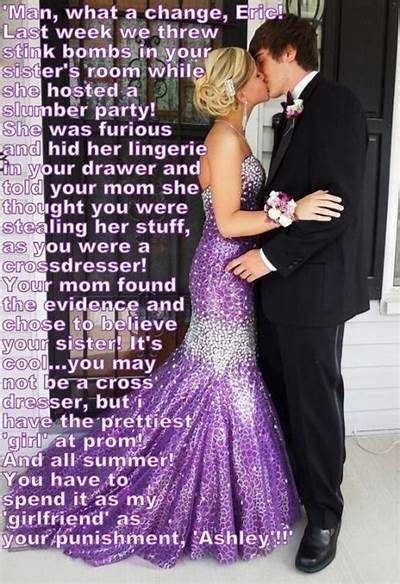 A Man In A Tuxedo Kissing A Woman In A Purple Dress With Words Written