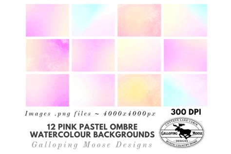 Pastel Pink Ombre Watercolor Backgrounds Graphic By Galloping Moose