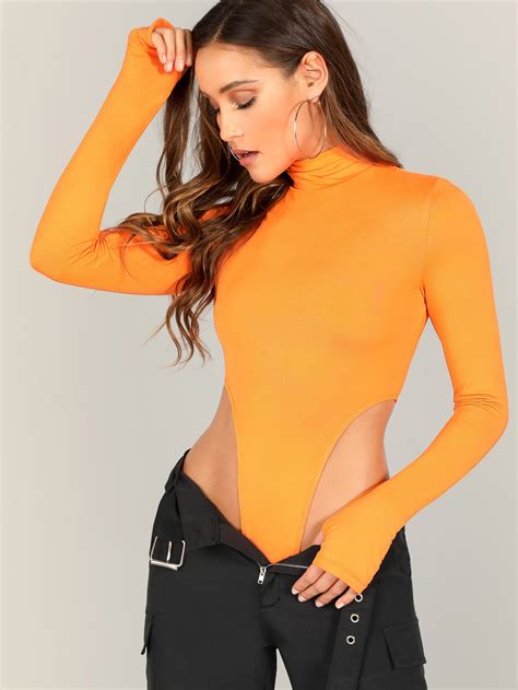 High Neck Solid Fitted Bodysuit