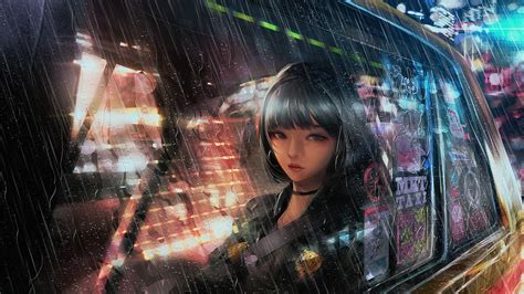 Download 3840x2160 Anime Girl Raining Semi Realistic