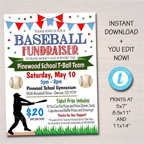 This Is An Image Of A Baseball Fundraiser Flyer
