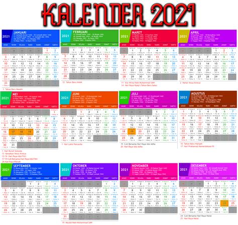 Kalender 2021 Lengkap Dengan Tanggal Merah Dan Keterangannya Hd
