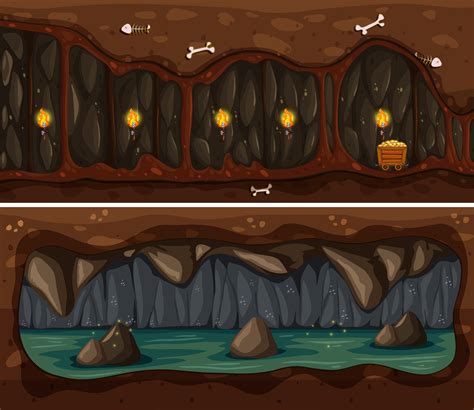 Underground Cave And Mine Template 413092 Vector Art At Vecteezy