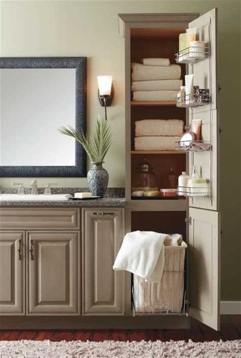 Made with solid wood & tempered glass. Decora Bathroom Linen Cabinet - Bathroom - other metro ...