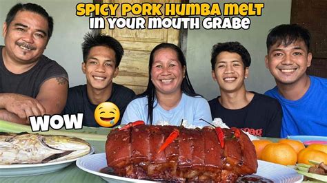 Mukbang Spicy Humba Melt In Your Mouth Grabe Inokray Ako Ni Tatay Youtube