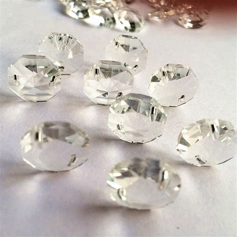 1000pcslot 14mm Clear Crystal Octagon Beads In Two Holes 1000rings
