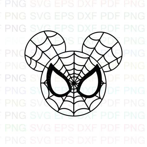 Spider Man Mickey Mouse Circle Outline Svg Stitch Silhouette Etsy