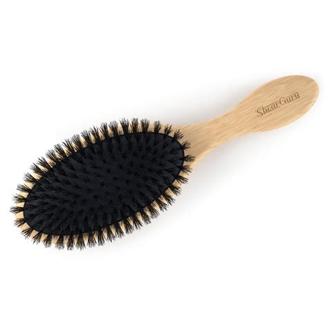 boar bristle detangling hair brush natural wooden bamboo handle for all hair types adds shine