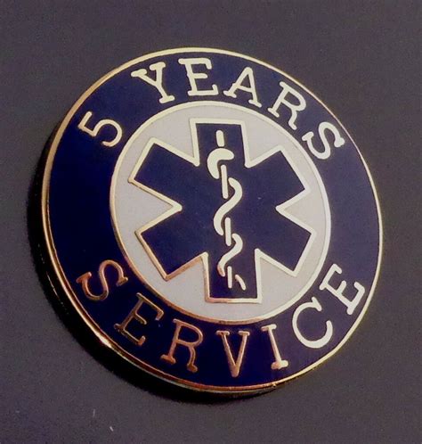 5 Years Service Ems Star Of Life Uniform Lapel Pin