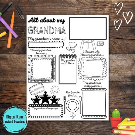 All About Grandma Printable Fill In Template Download Now Etsy