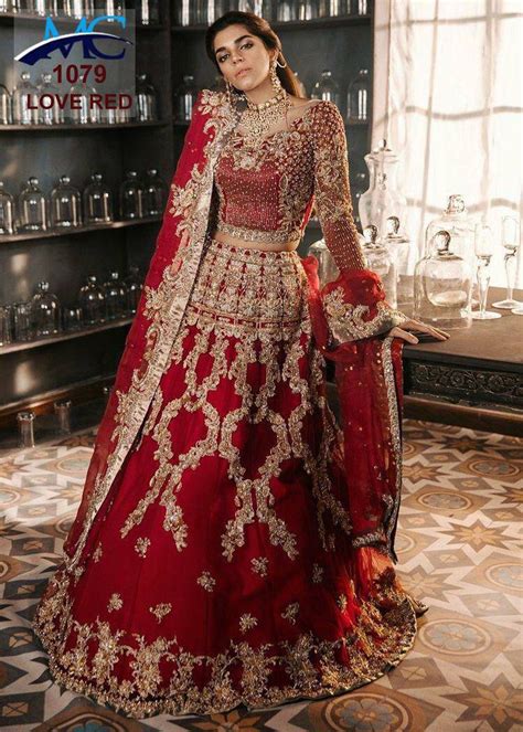 Heavy Embroidery Work Red Velvet Lehenga Choli Indian Pakistan Etsy