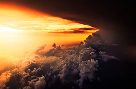 Aerial Cloud Horizon Sunset Hd Nature 4k Wallpapers Images