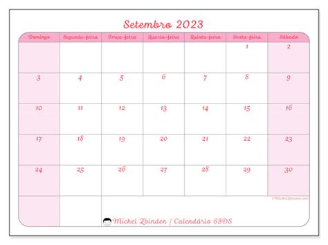 Calendário De Setembro De 2023 Para Imprimir “49ds” Michel Zbinden Br
