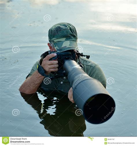 Wildlife Photographer Outdoor Stock Image Image Of Lens Career 56481787