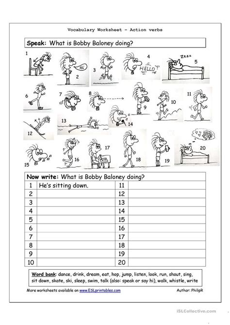 Free Printable Verbs And Nouns Worksheet For Kindergarten Free