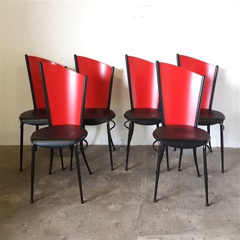 4 chairs & dining table for sale. For sale: Memphis style black & red dining chairs, 1980s | Red dining chairs, Dining chairs, Red ...